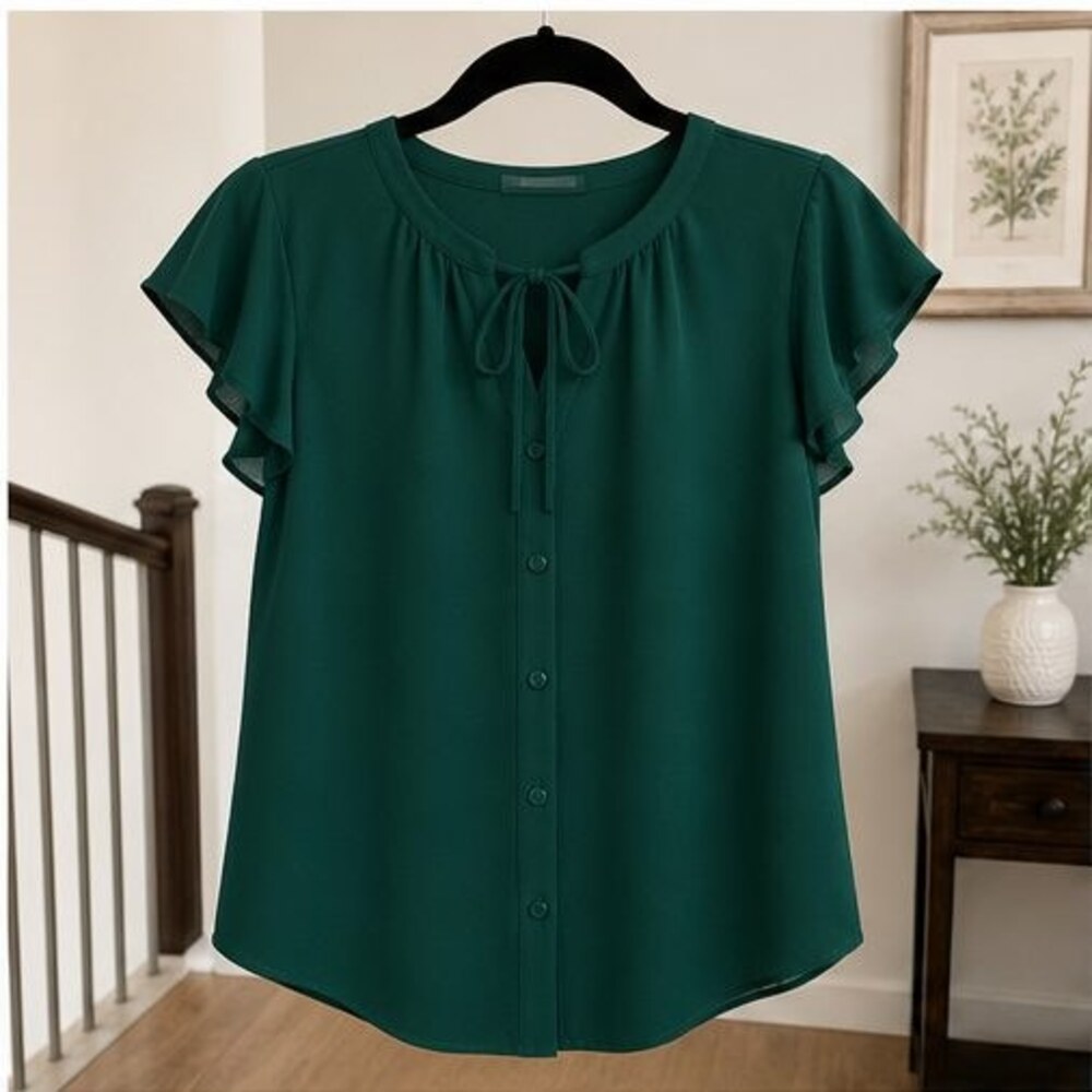 Emerald Pleated Blouse